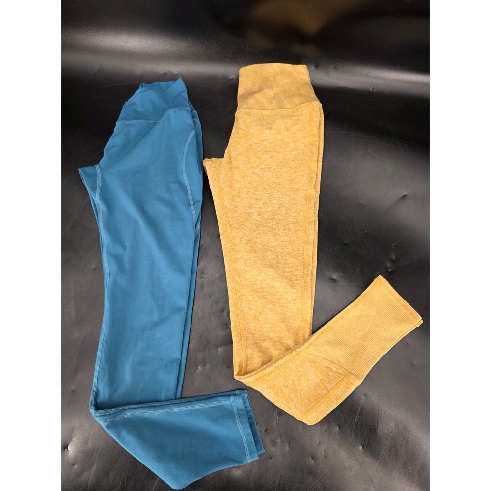 Lot of 2 Alphalete & Alo Activewear High Waist Leggings Women's Sz XS Blu/Ylw